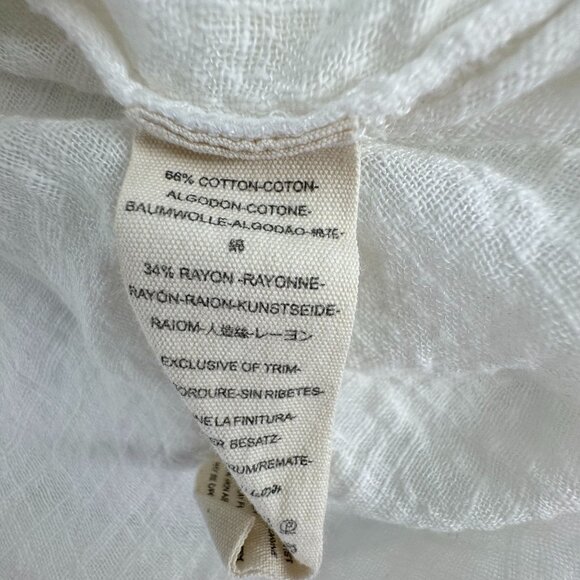 Free‎ People Womens Talk to Me White Shirt Gauze Cotton Frayed Hem Button Size M - Picture 4 of 8